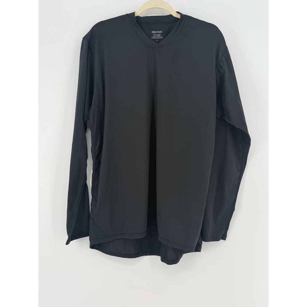 Marmot Mens XL Shirt Black Long Sleeve V-Neck Base Layer Performance A0101-2-BS